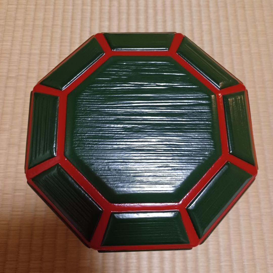 青漆爪紅 ヘギ目 八角 食籠 表千家 茶道具 漆器 漆芸 木製